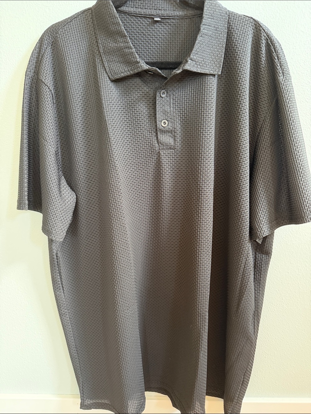 Classic Men's Gray Waffle-Knit Polo - Short Sleeve